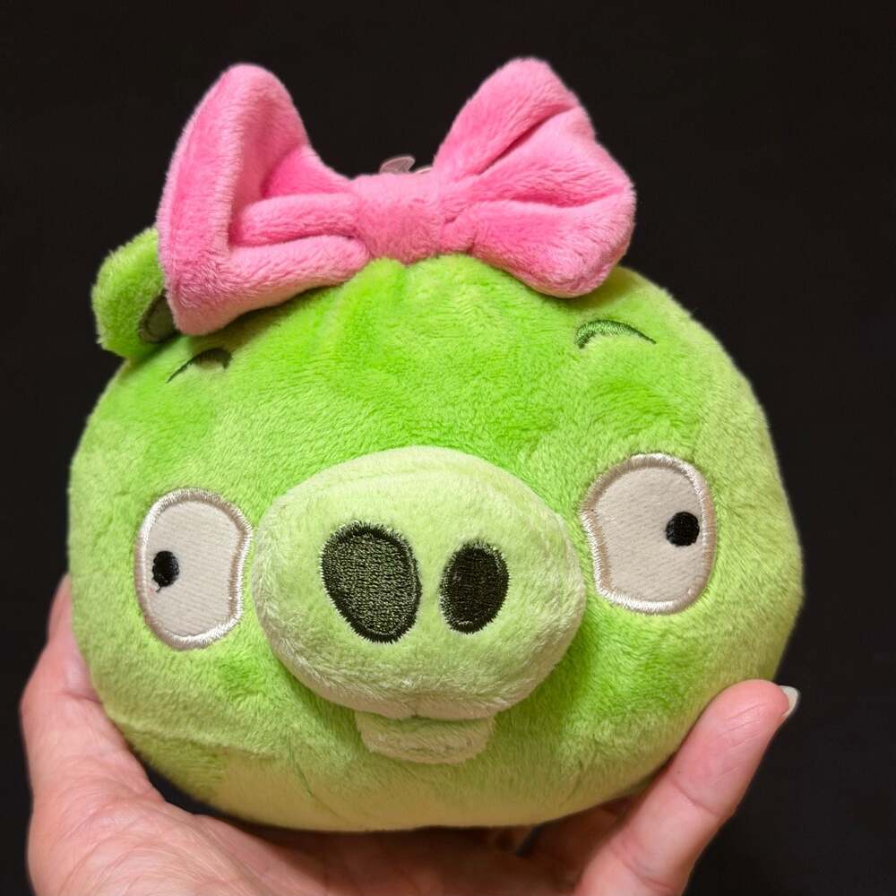 Angry Birds Commonwealth Green Pig Plush with Pink Bow - No Sound